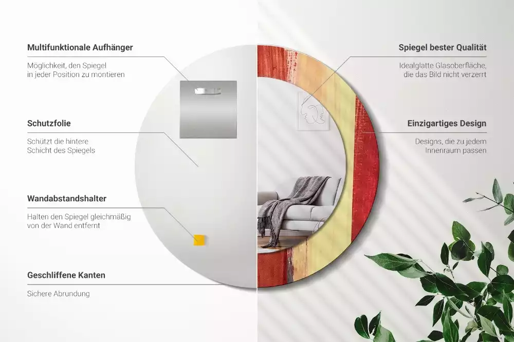 Espejo redondo impreso Pintura abstracta