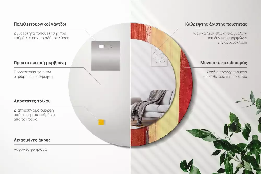 Espejo redondo impreso Pintura abstracta