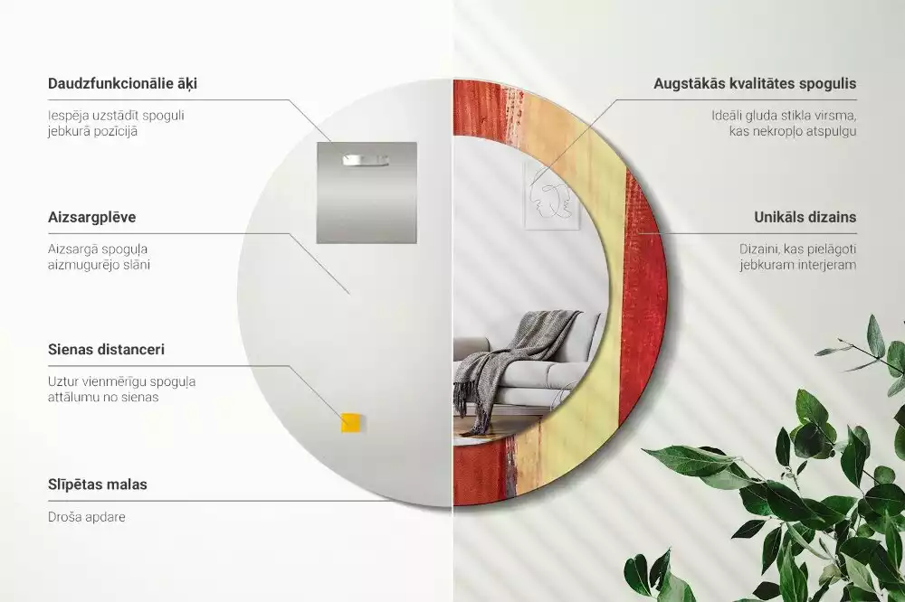 Espejo redondo impreso Pintura abstracta