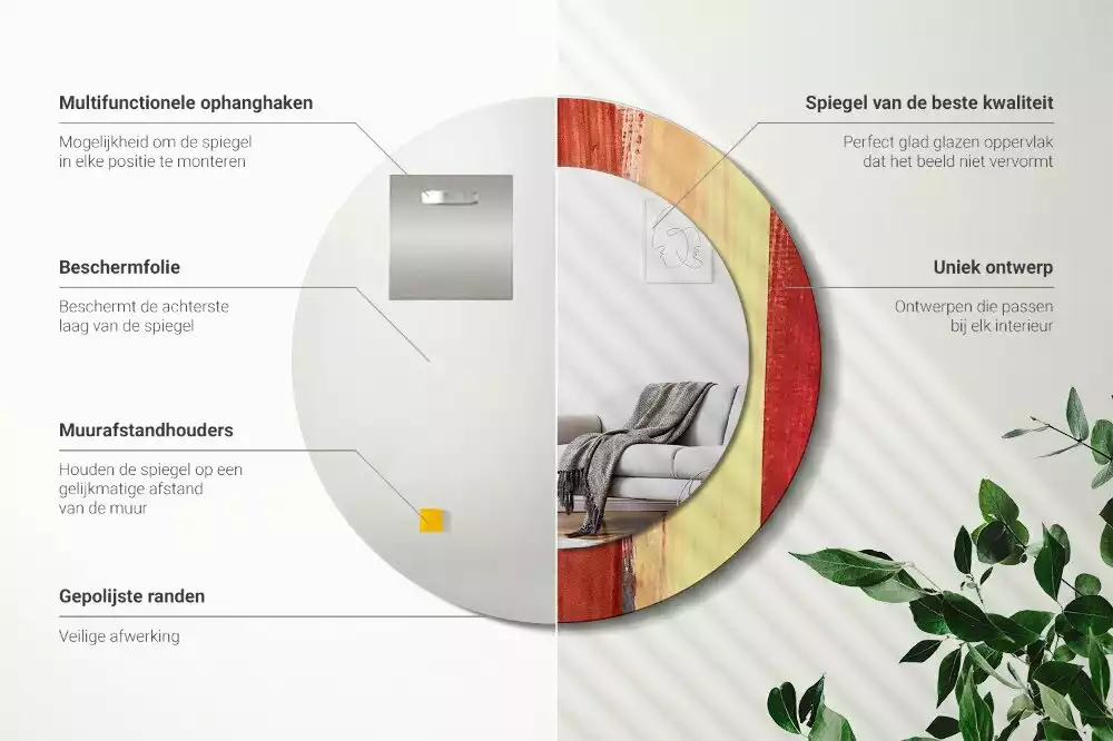 Espejo redondo impreso Pintura abstracta