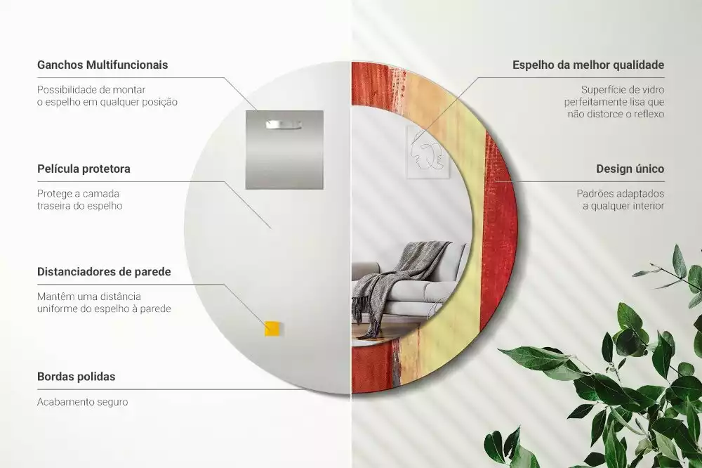 Espejo redondo impreso Pintura abstracta