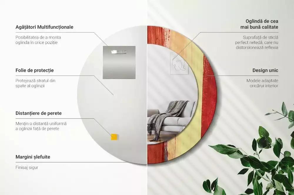 Espejo redondo impreso Pintura abstracta