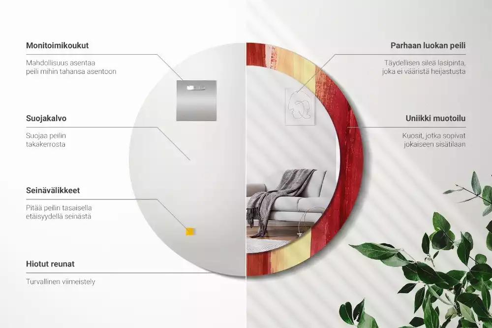 Espejo redondo impreso Pintura abstracta