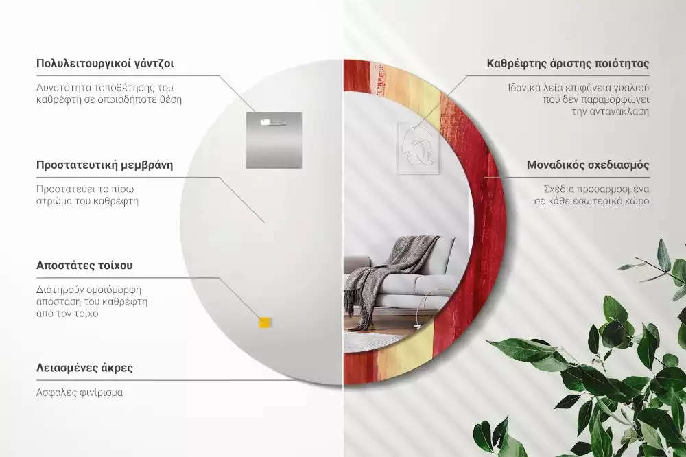 Espejo redondo impreso Pintura abstracta