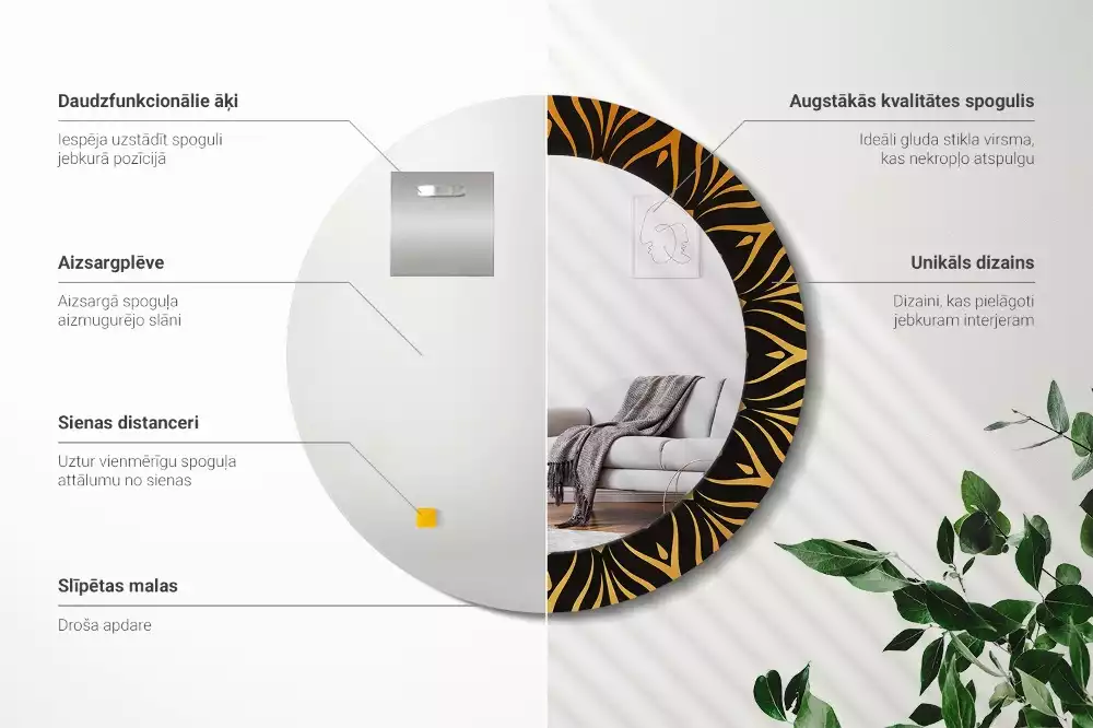 Espejo redondo impreso Mandala