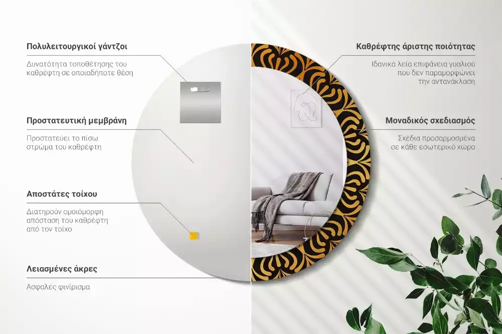 Espejo redondo impreso Mandala