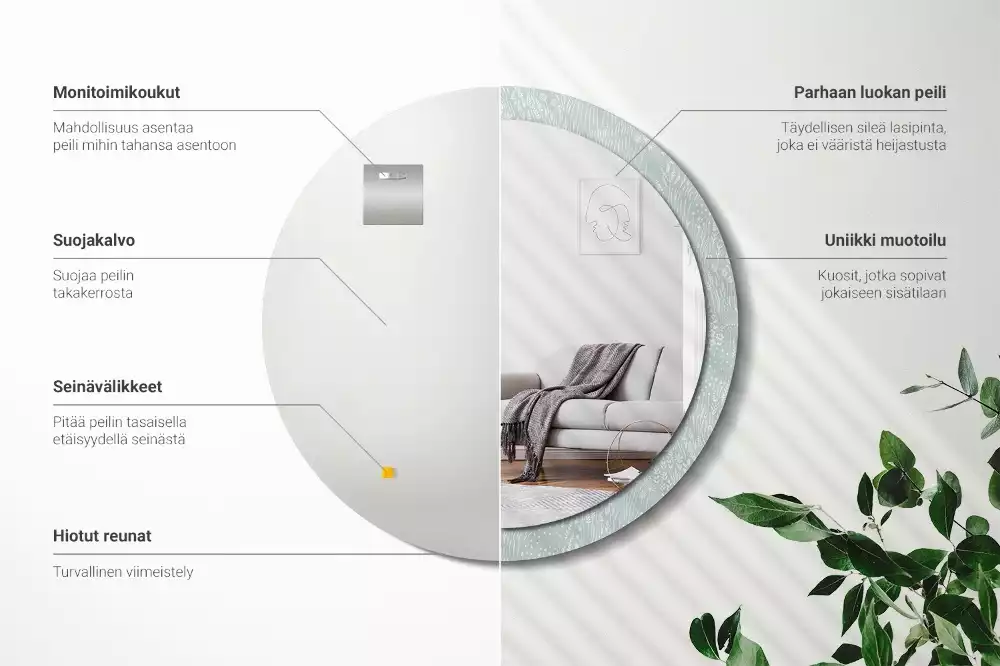 Espejo redondo con decoración Caracol en el prado