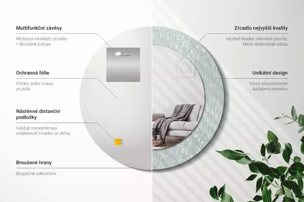 Espejo redondo con decoración Caracol en el prado