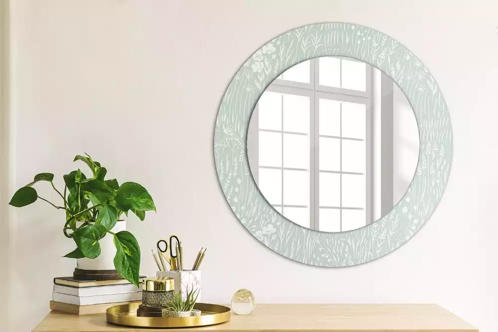 Espejo redondo con decoración Caracol en el prado