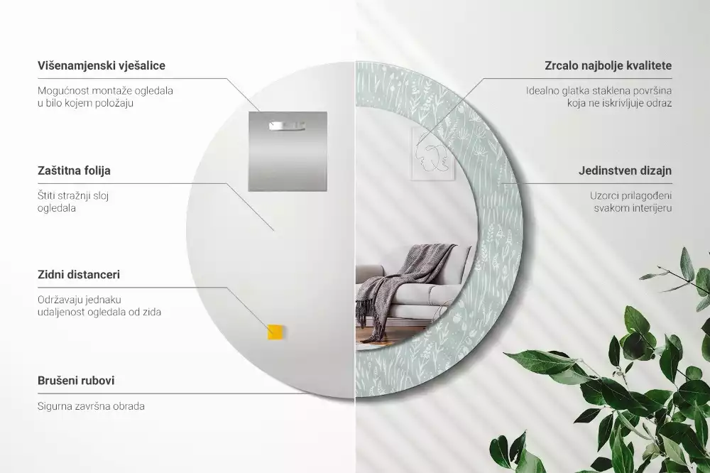 Espejo redondo con decoración Caracol en el prado