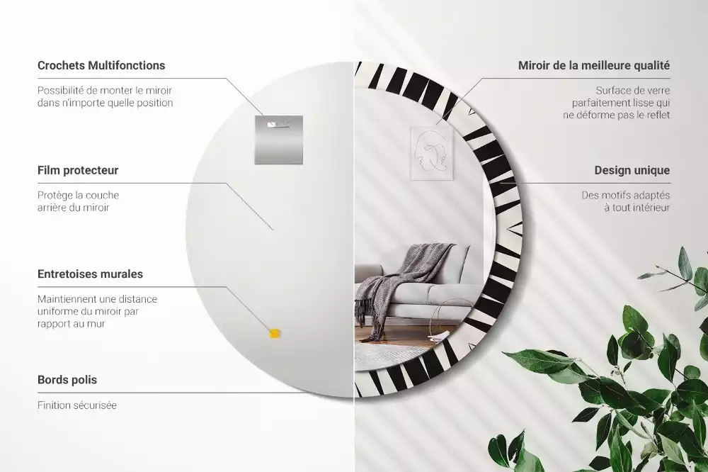 Espejo redondo impreso Geometría abstracta