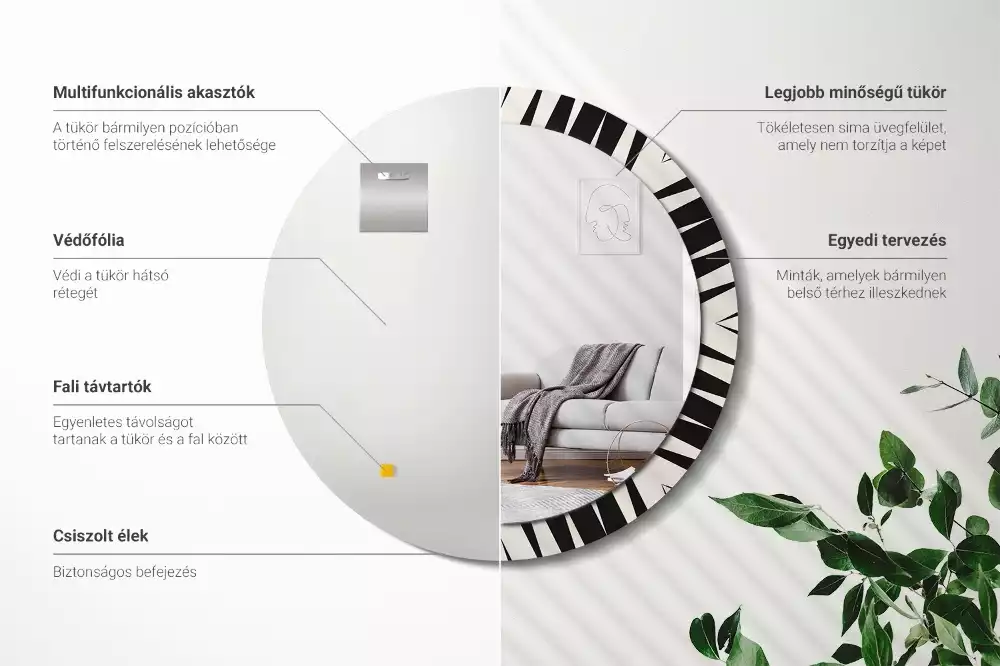 Espejo redondo impreso Geometría abstracta