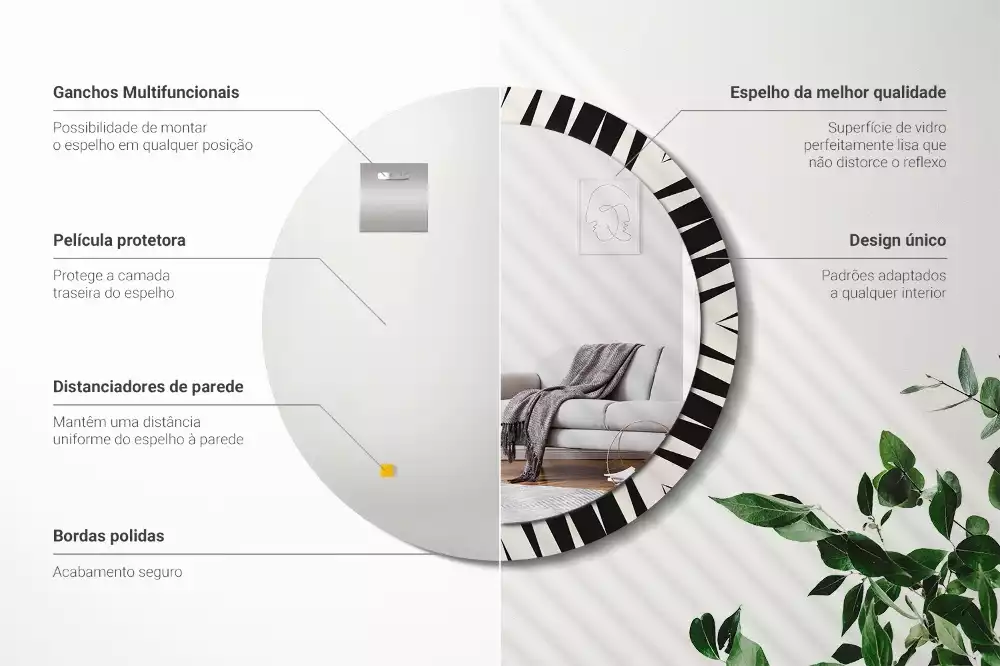 Espejo redondo impreso Geometría abstracta