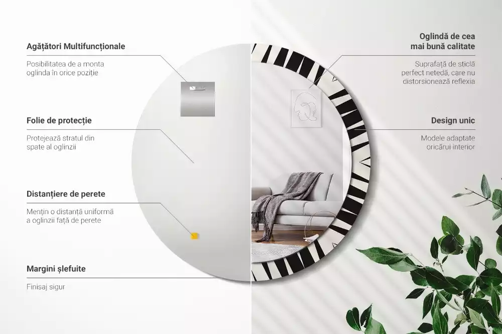 Espejo redondo impreso Geometría abstracta