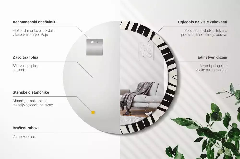 Espejo redondo impreso Geometría abstracta