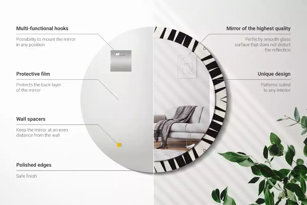 Espejo redondo impreso Geometría abstracta