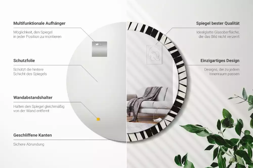 Espejo redondo impreso Geometría abstracta