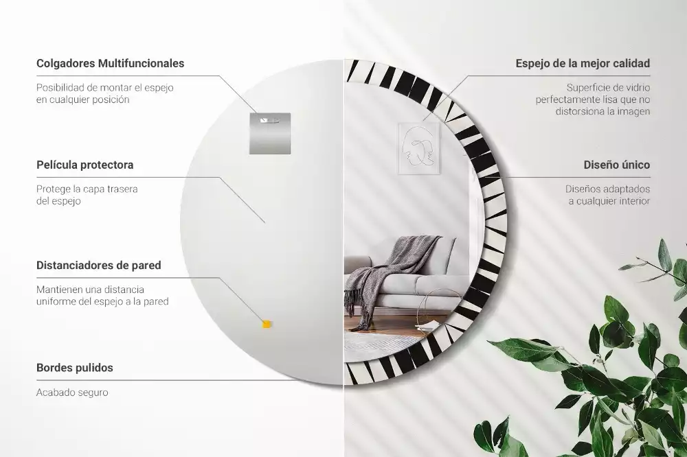 Espejo redondo impreso Geometría abstracta