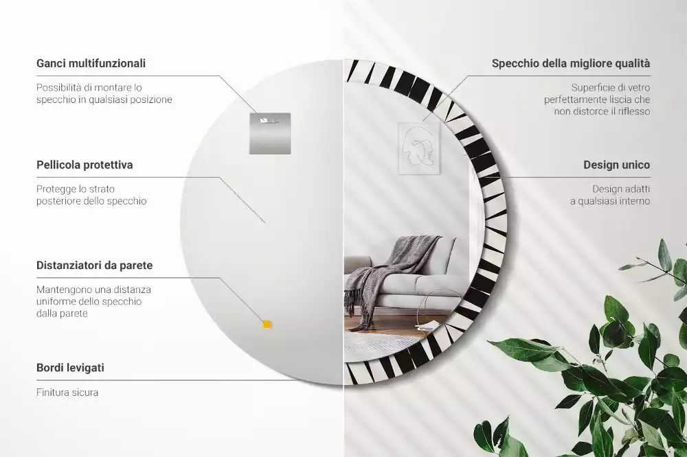 Espejo redondo impreso Geometría abstracta