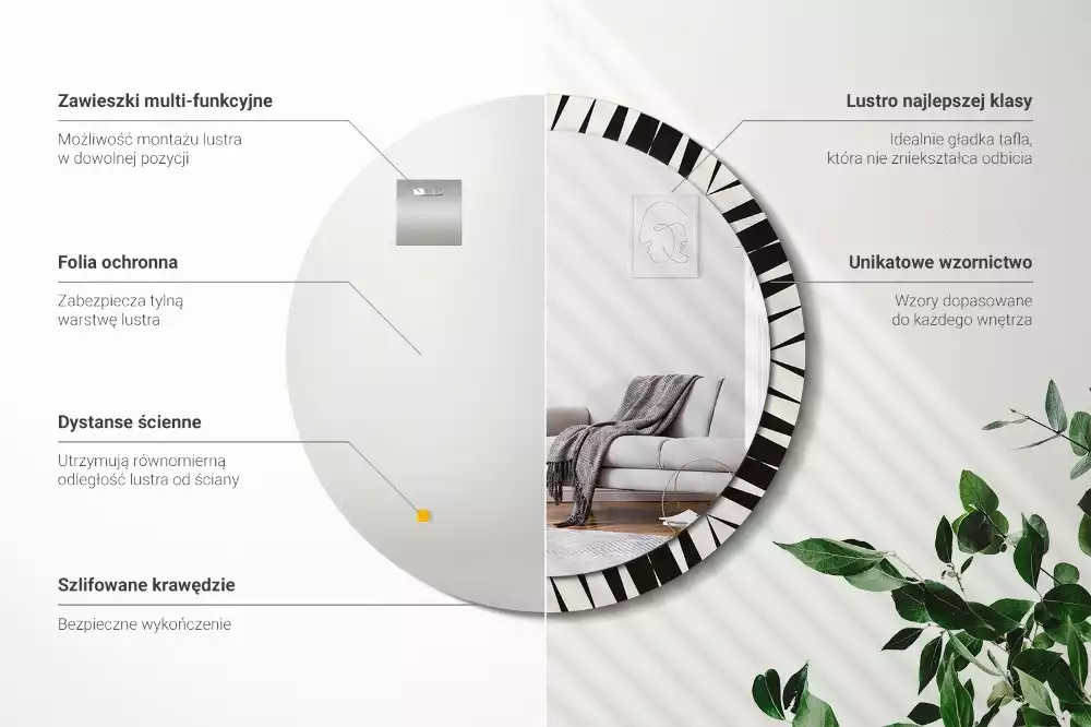 Espejo redondo impreso Geometría abstracta