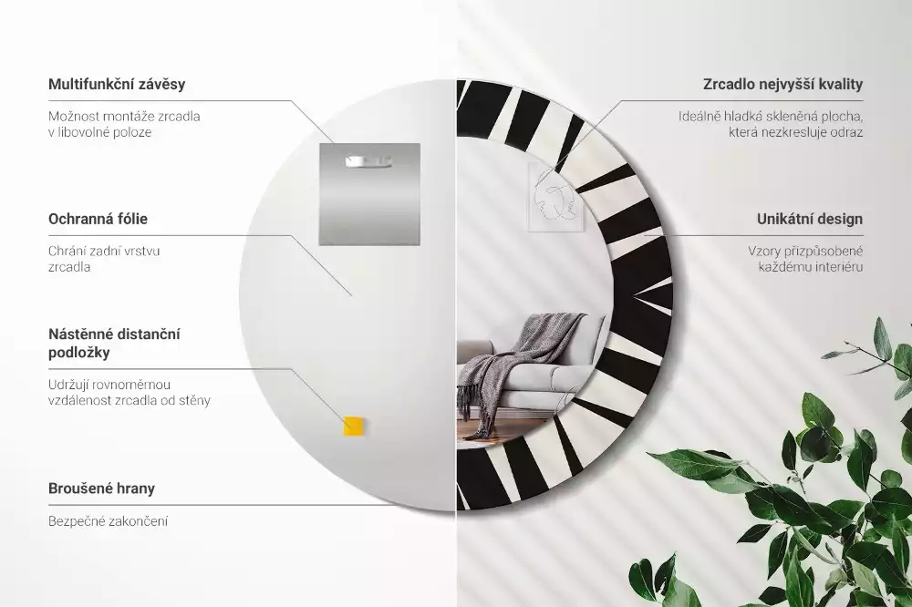 Espejo redondo impreso Geometría abstracta