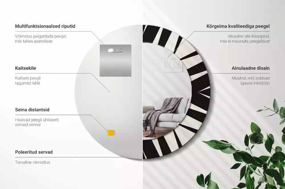 Espejo redondo impreso Geometría abstracta