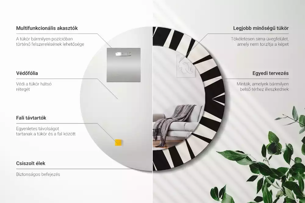 Espejo redondo impreso Geometría abstracta