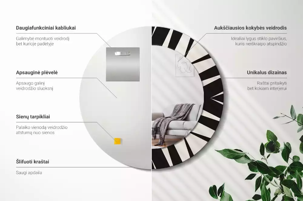 Espejo redondo impreso Geometría abstracta