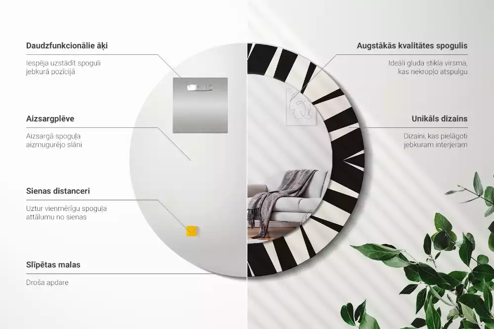 Espejo redondo impreso Geometría abstracta