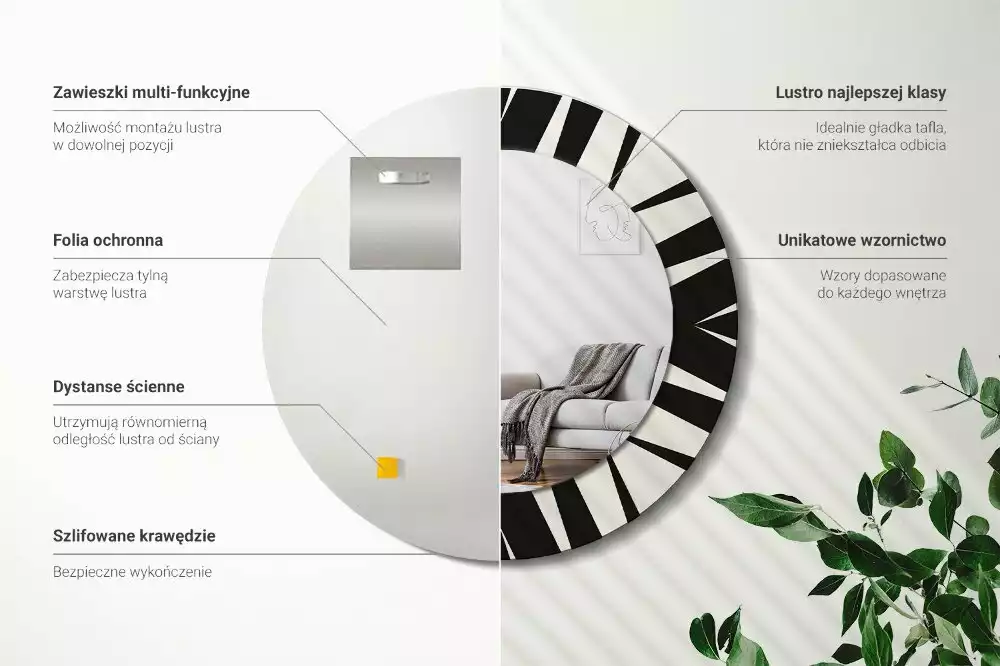 Espejo redondo impreso Geometría abstracta