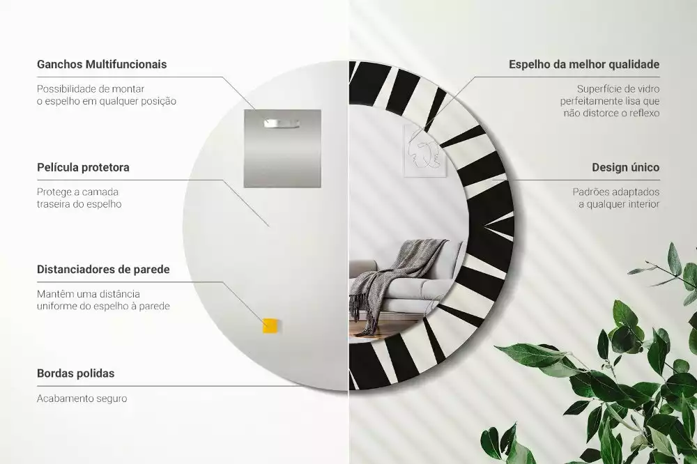 Espejo redondo impreso Geometría abstracta