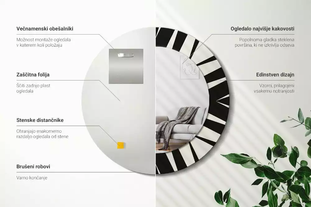 Espejo redondo impreso Geometría abstracta