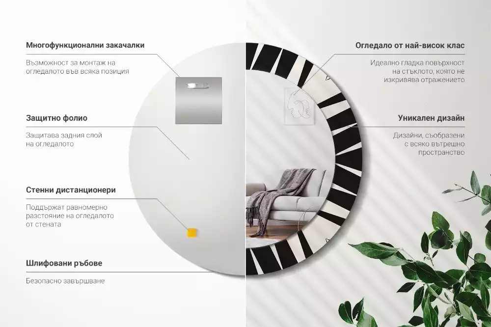 Espejo redondo impreso Geometría abstracta