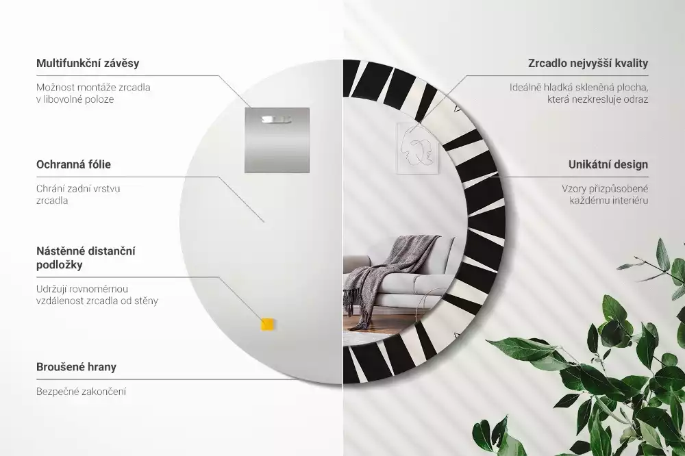 Espejo redondo impreso Geometría abstracta