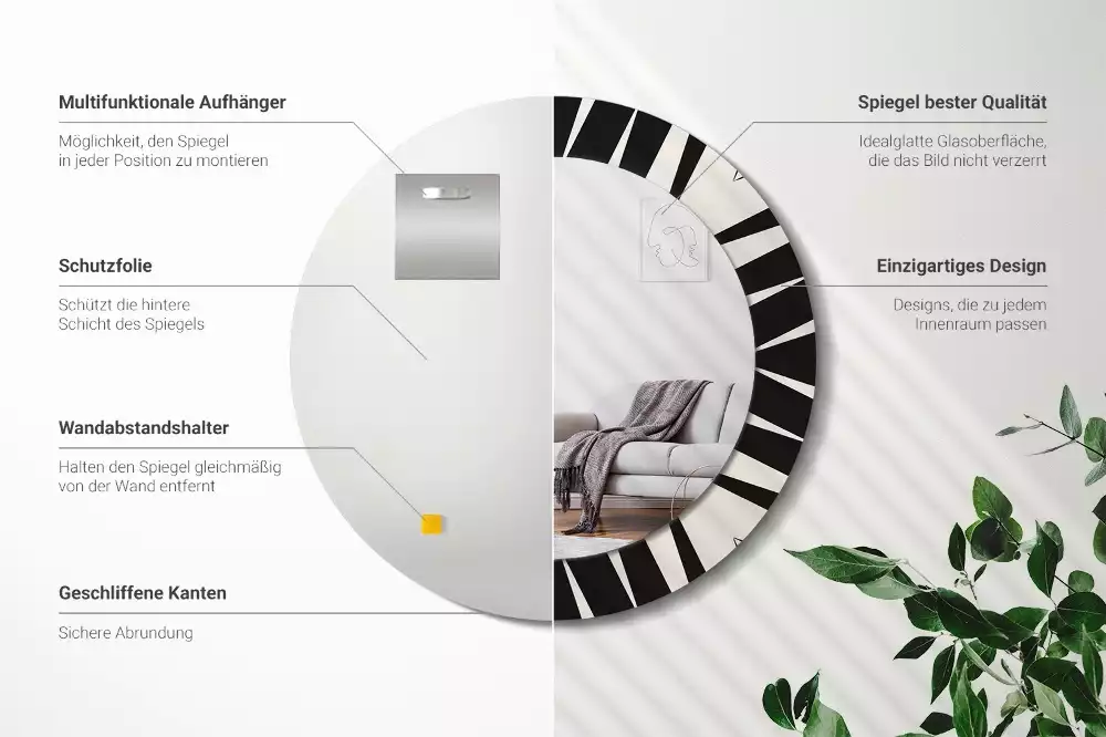 Espejo redondo impreso Geometría abstracta