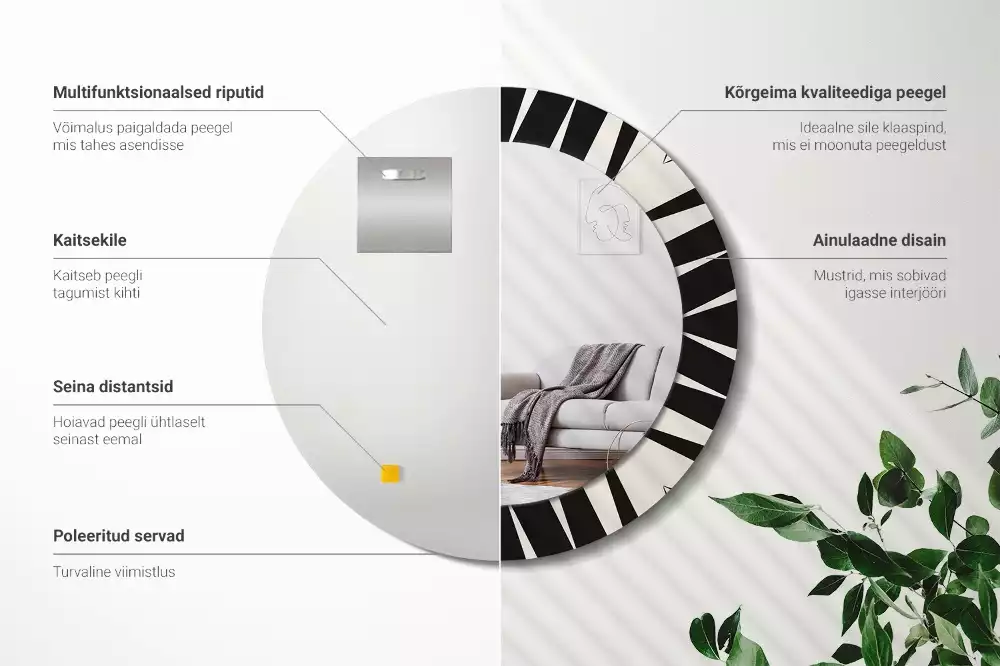 Espejo redondo impreso Geometría abstracta