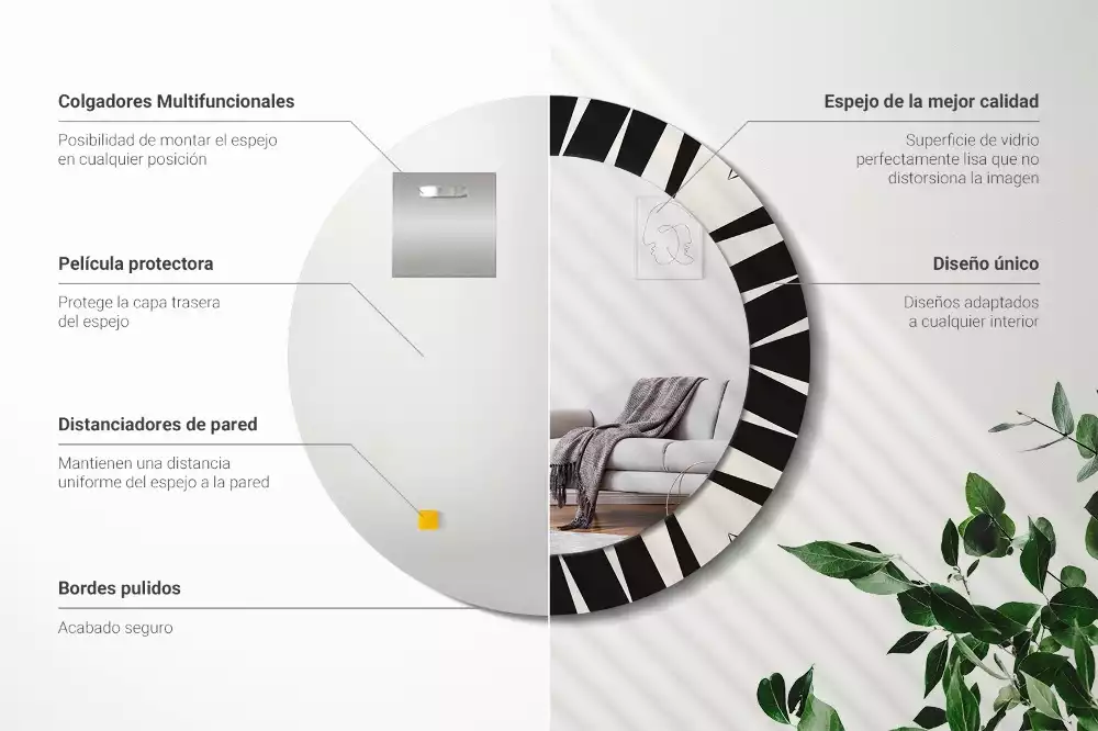 Espejo redondo impreso Geometría abstracta