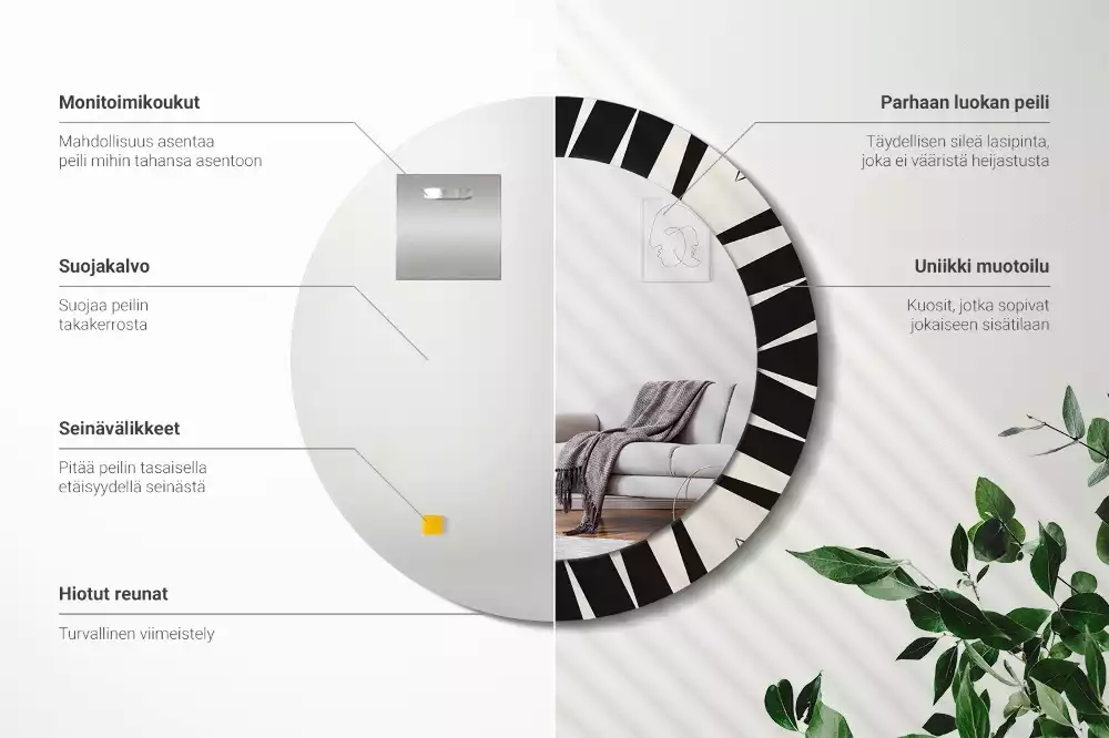 Espejo redondo impreso Geometría abstracta