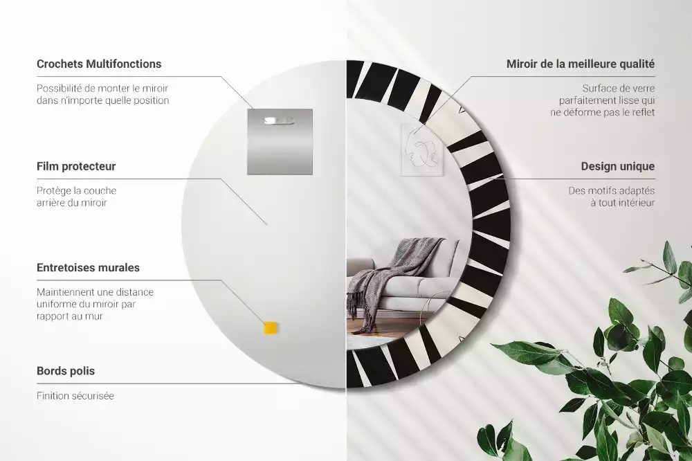 Espejo redondo impreso Geometría abstracta