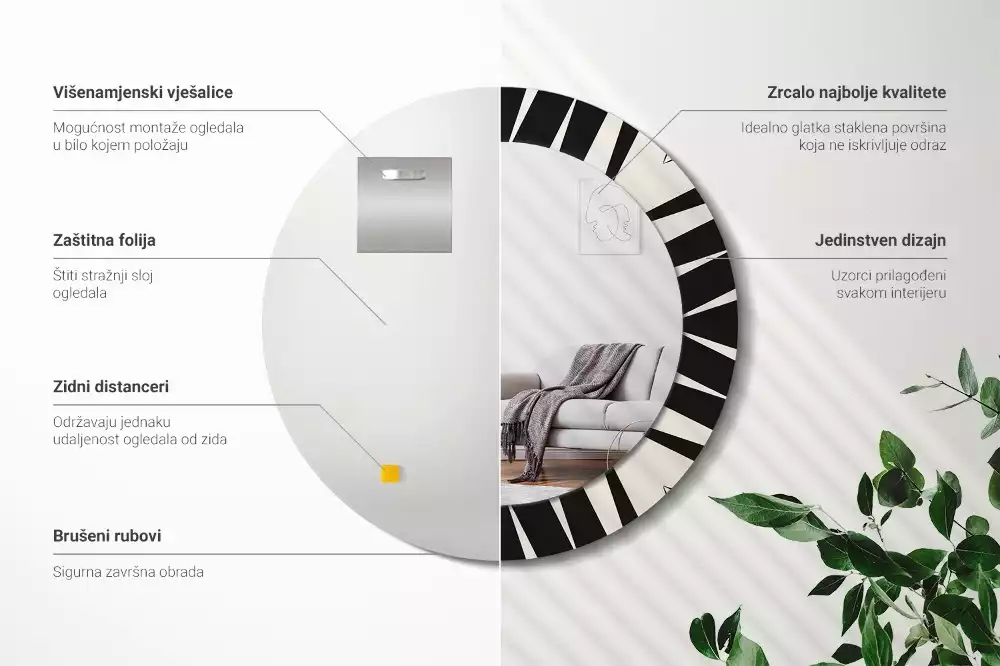 Espejo redondo impreso Geometría abstracta