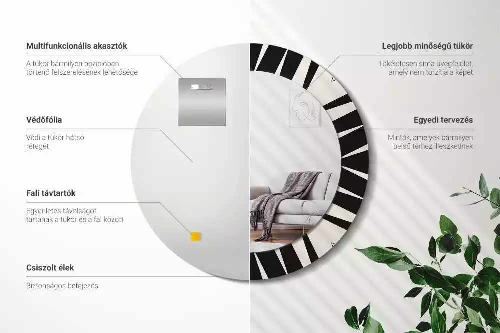 Espejo redondo impreso Geometría abstracta