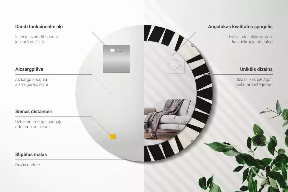 Espejo redondo impreso Geometría abstracta