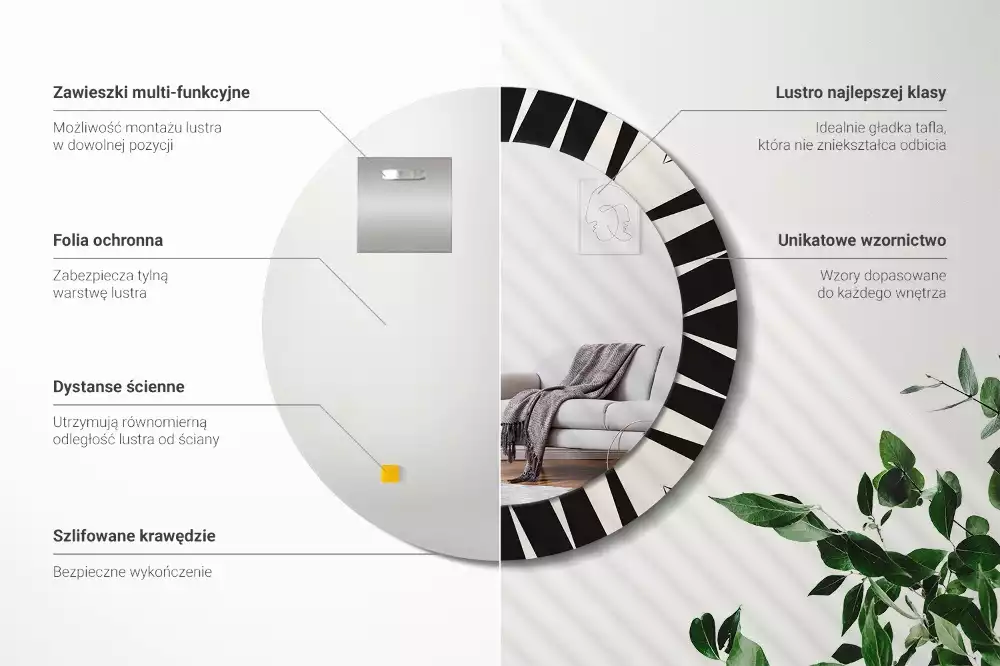 Espejo redondo impreso Geometría abstracta