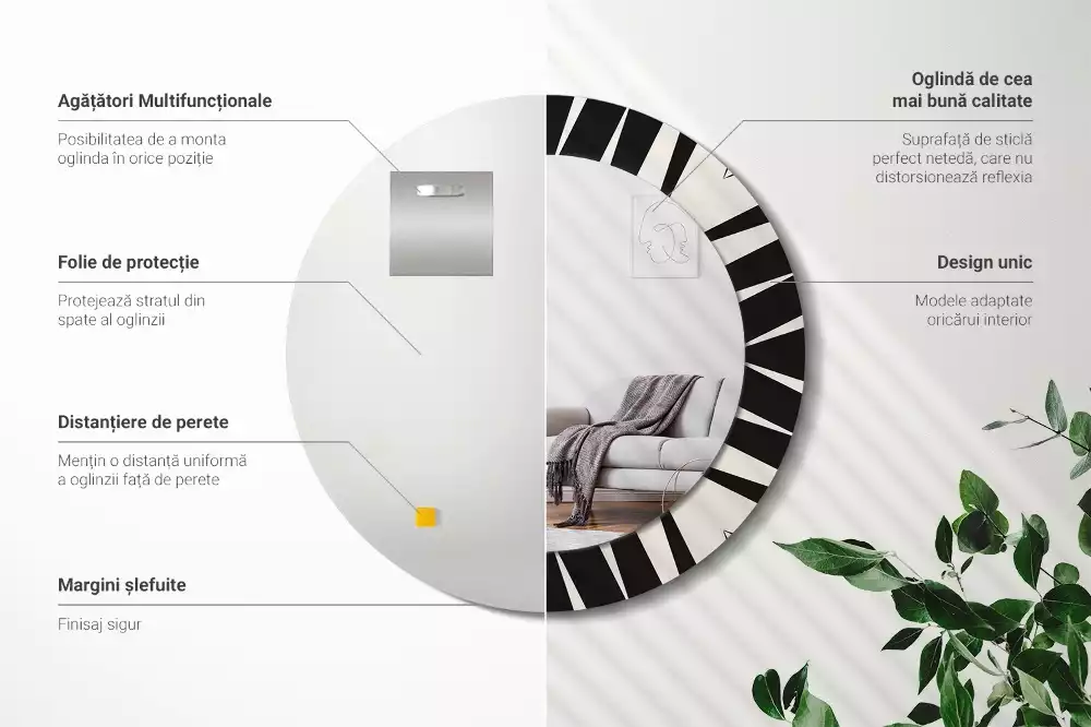 Espejo redondo impreso Geometría abstracta