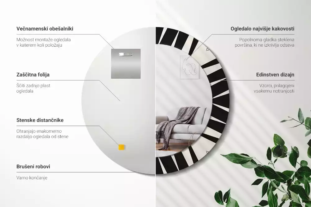 Espejo redondo impreso Geometría abstracta