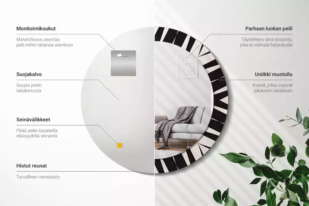 Espejo redondo impreso Geometría abstracta