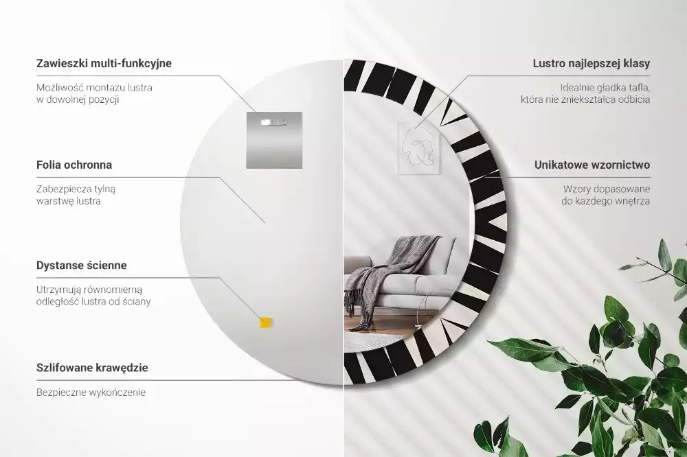 Espejo redondo impreso Geometría abstracta