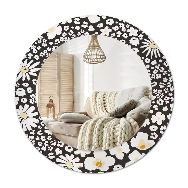 Espejo redondo estampado margaritas