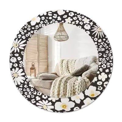 Espejo redondo estampado margaritas