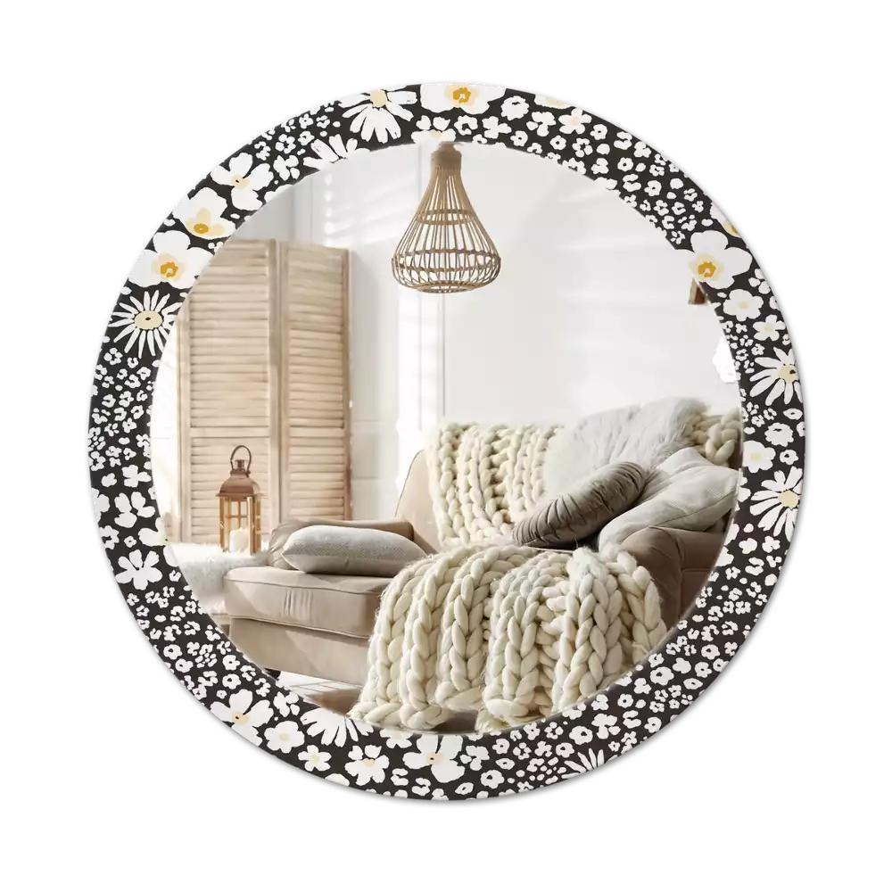 Espejo redondo estampado margaritas